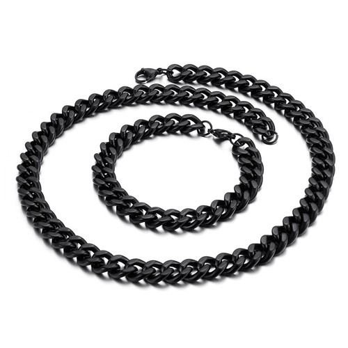 Set gioielli nero acciaio inox - gioielli,