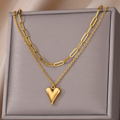 Collana cuore ciondolo acciaio - collana,
