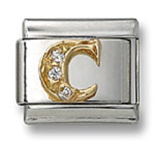 Charm italiano zircone lettera - charm,