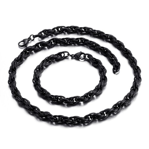 Set gioielli acciaio inox nero - set,